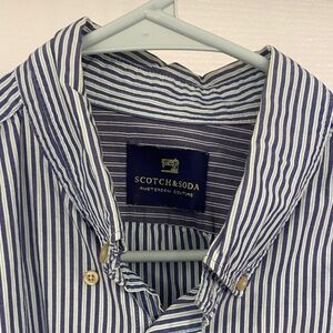 Scotch & Soda Men's Navy and White Striped Shirt